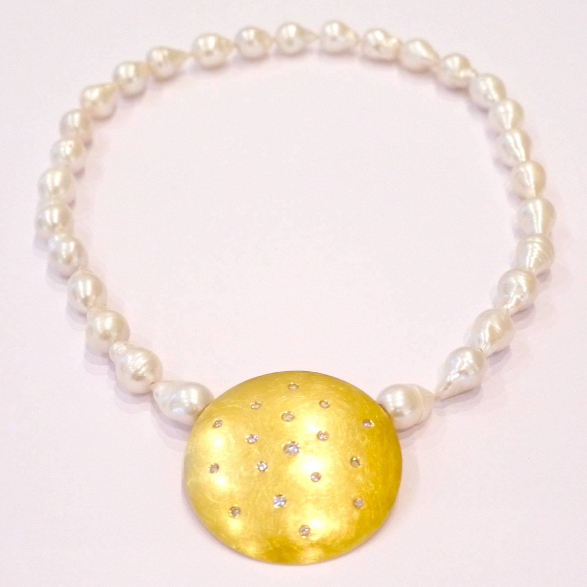 Perlen Collier mit Gold und Brillanten